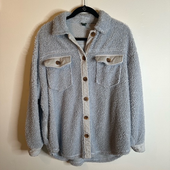 wild fable Jackets & Blazers - Wild fable baby blue cozy Sherpa Shacket